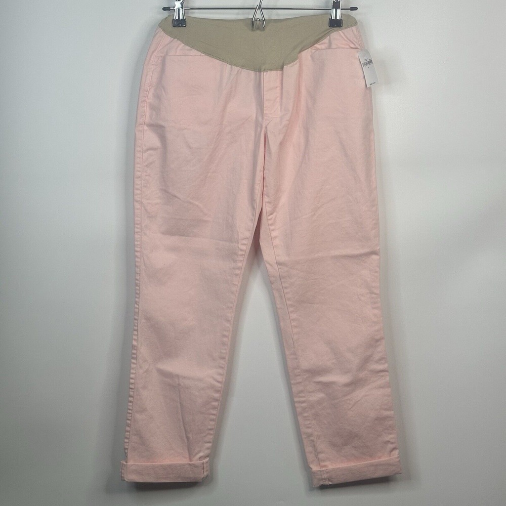 GAP Maternity Full-Panel Girlfriend Chino Pants Size 4 Satiny Pink Pockets BNWT
